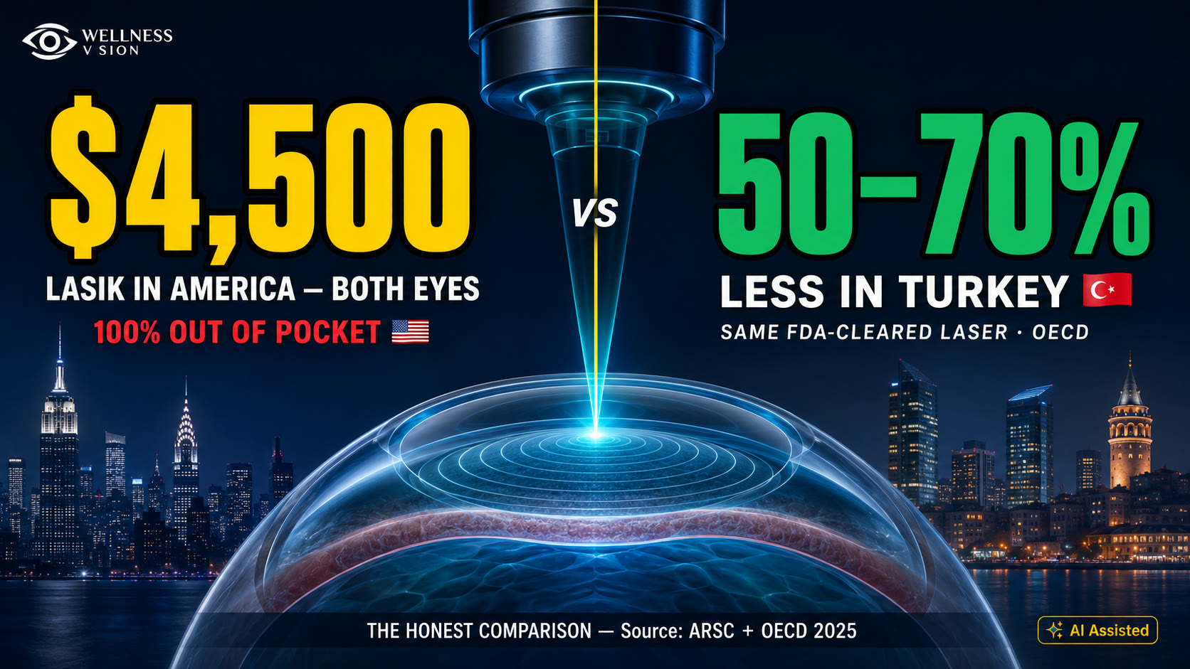 LASIK Eye Surgery Cost: US $4,492 vs Turkey — The Honest 2026 Comparison